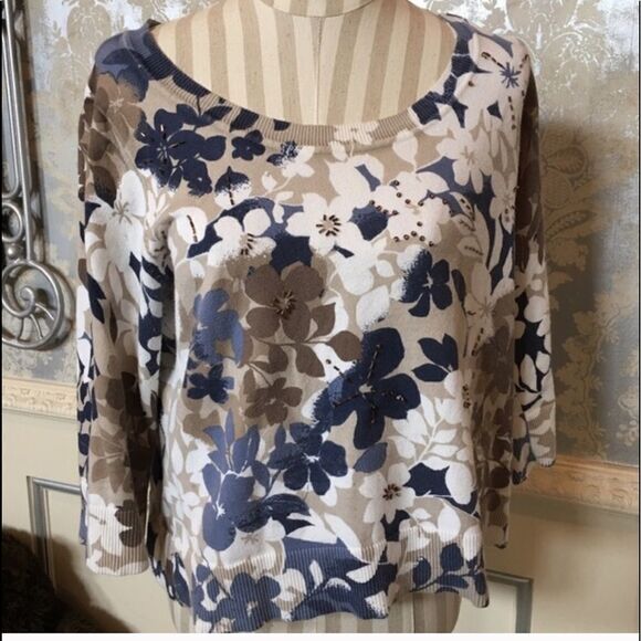 BEAUTIFUL FLORAL 3/4 Length Sweater - Picture 1 of 8